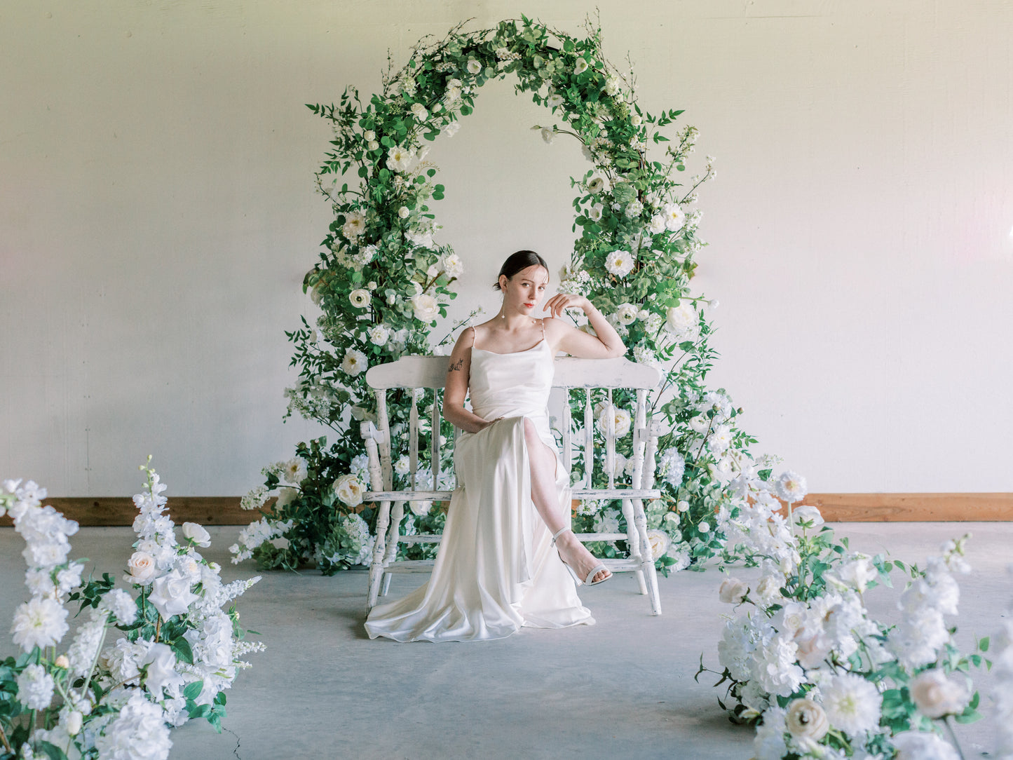 Modern Dress with classic wedding arch