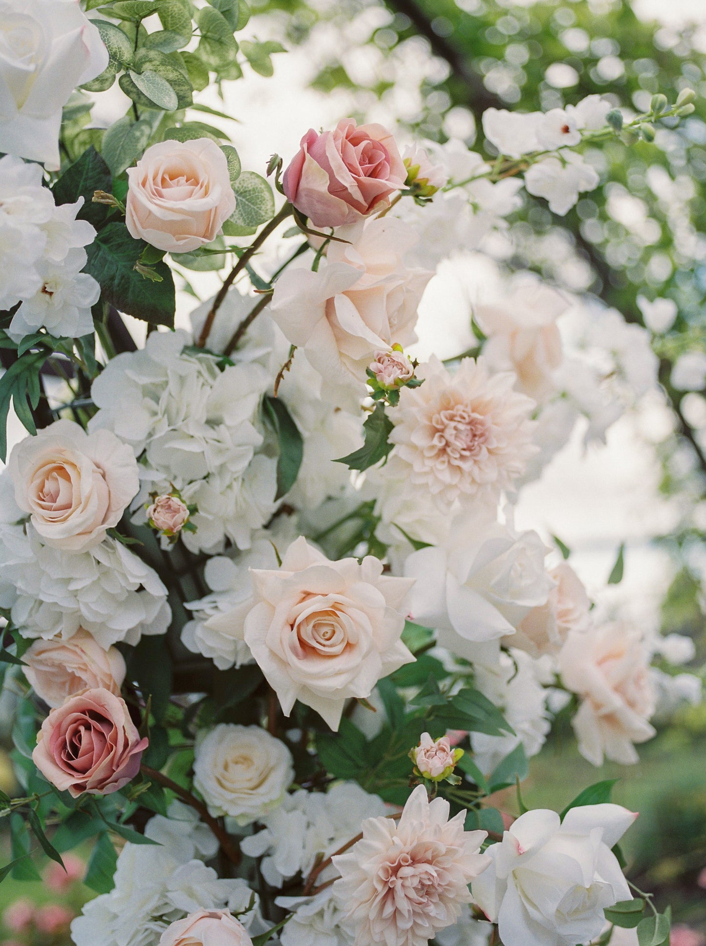 Close-up of blush real-touch flowers